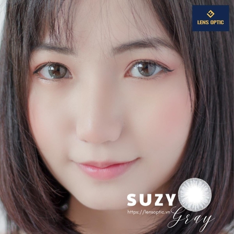 Kính áp tròng 1 ngày màu Suzy Gray Clalen iris, lens mắt màu xám có độ cận - Lens Optic