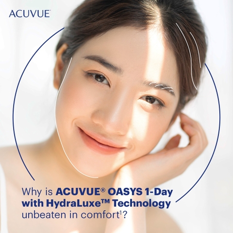 [30 Lens] Kính áp tròng Acuvue Oasys 1Day with Hydraluxe, lens trong suốt dùng 1 ngày - Lens Optic