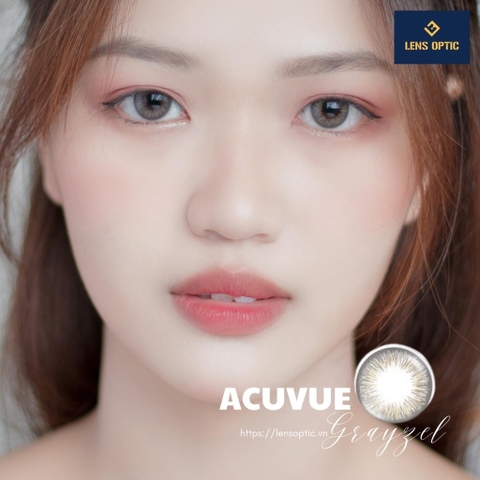 Kính áp tròng Acuvue Define Fresh Grayzel, lens mắt cận dùng 1 ngày màu xám - Lens Optic