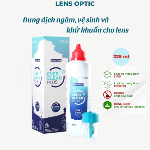 Dung dịch ngâm, vệ sinh và khử khuẩn cho kính áp tròng Avizor Ever Clean Plus, nước ngâm khử tròng cho lens - Lens Optic