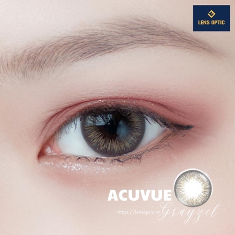 Kính áp tròng Acuvue Define Fresh Grayzel, lens mắt cận dùng 1 ngày màu xám - Lens Optic