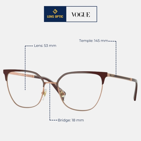 Gọng kính thép không gỉ Unisex, nam nữ Vogue OV04249 5170 chính hãng - LensOptic