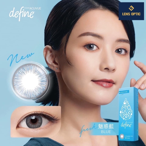 Kính áp tròng ACUVUE DEFINE FRESH BLUE 1DAY, lens mắt dùng 1 lần có độ cận - Lens Optic