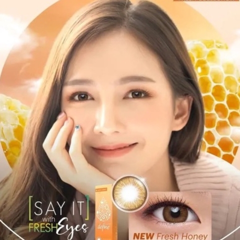 Kính áp tròng Acuvue Difine Fresh Honey, lens mắt cận dùng 1 ngày màu nâu tây - Lens Optic