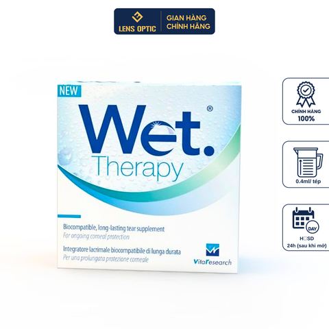 [1 TÉP] Nước mắt nhân tạo Wet Therapy không chất bảo quản 0.4ml (dạng tép), nhỏ mắt lens cấp ẩm cho mắt khô - Lens Optic