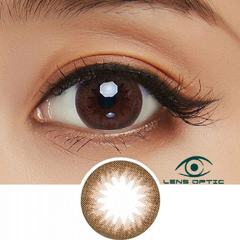 Kính áp tròng 1 ngày màu Alica Brown Clalen iris, lens mắt 1 lần màu nâu có độ cận - Lens Optic