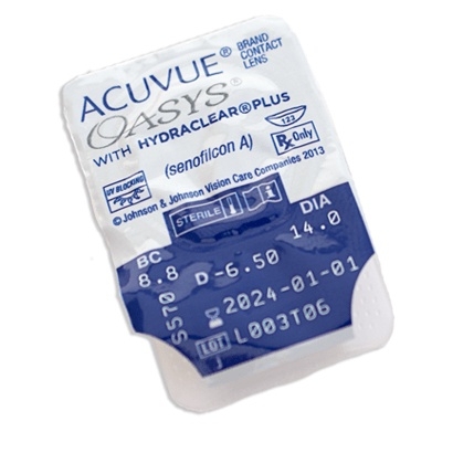 Kính áp tròng Acuvue Oasys 2 Week Hydraclear Plus, lens trong suốt dùng 2 tuần - Lens Optic