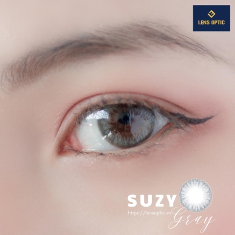 Kính áp tròng 1 ngày màu Suzy Gray Clalen iris, lens mắt màu xám có độ cận - Lens Optic