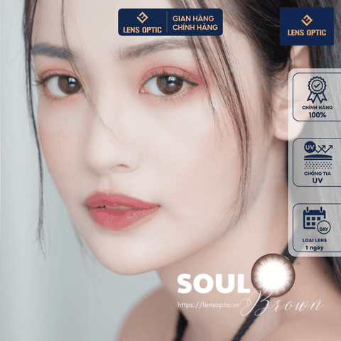 Kính áp tròng 1 ngày màu Soul Brown Clalen iris, lens mắt màu nâu có độ cận - Lens Optic