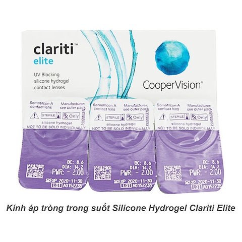 Kính áp tròng Silicone Hydrogel Clariti Elite, lens trong suốt dùng 1 tháng