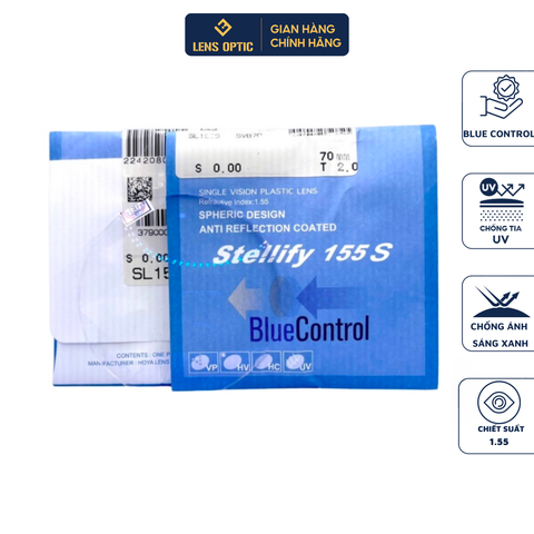 Tròng kính chống ánh sáng xanh Hoya Stellify Blue Control 1.55
