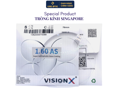 Tròng kính chống ánh sáng xanh Vision 1.60 UV407 SHMC