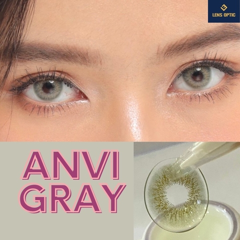 Kính áp tròng màu xám tây ANVI GRAY có độ cận, lens mắt màu xám nổi bật -Lens Optic