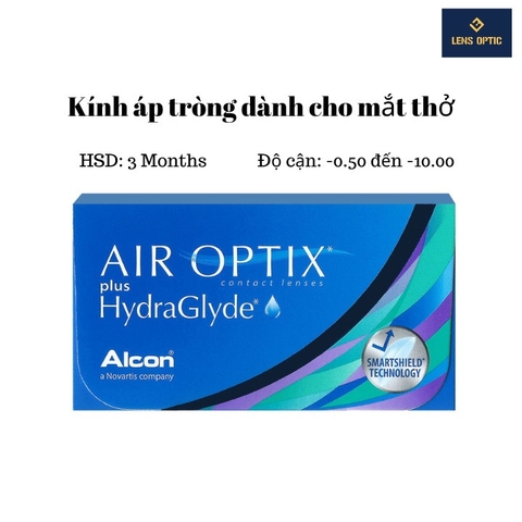 Kính áp tròng Air Optix cận dùng 3 tháng không màu, lens mắt trong suốt có độ cận - Lens Optic