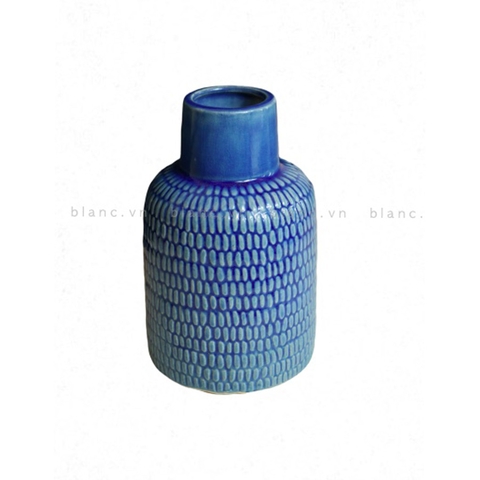 Bình gốm cổ lọ da rắn xanh dương