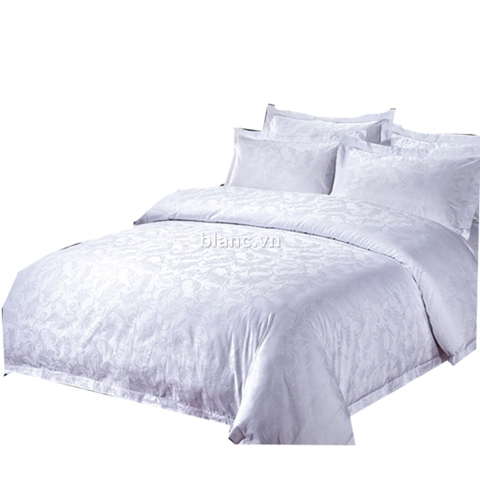 Ga giường trắng satin jacquard