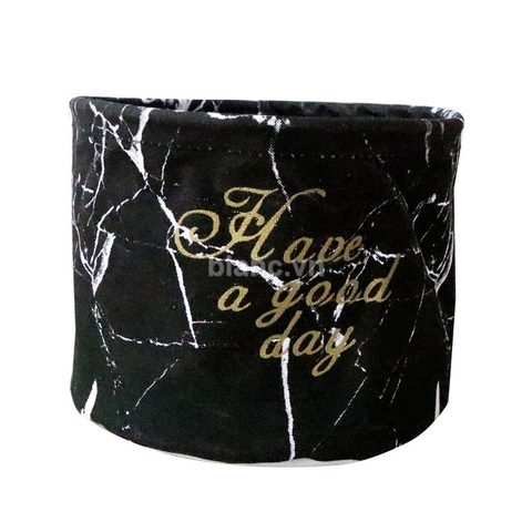 Giỏ canvas tròn mini vân đá đen