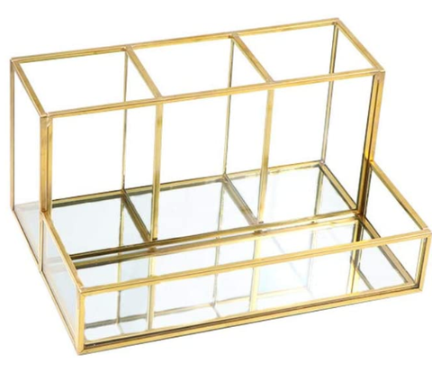 Khay mỹ phẩm 4 ngăn đáy gương