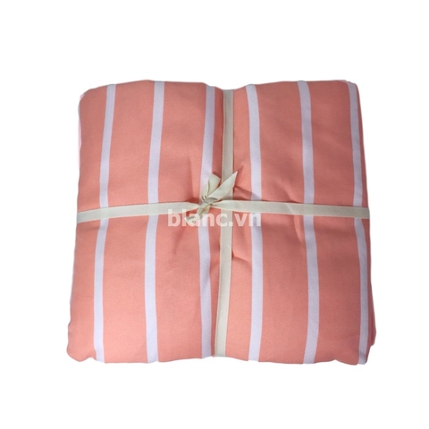 Bộ chăn ga hồng kẻ sọc ngang 1.8m