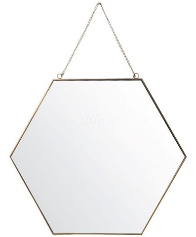 Gương lục giác treo tường mạ vàng 40 cm