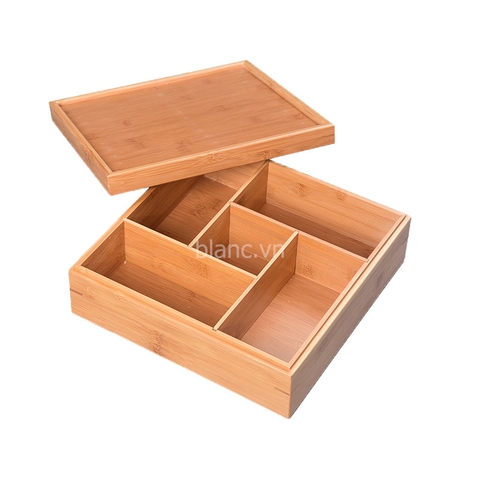 SAMPLE hộp đựng mứt vuông 5 ngăn nắp kín