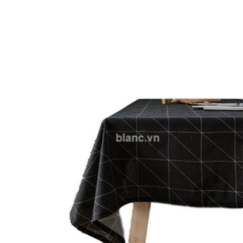 Khăn trải bàn đen caro chéo 140x180