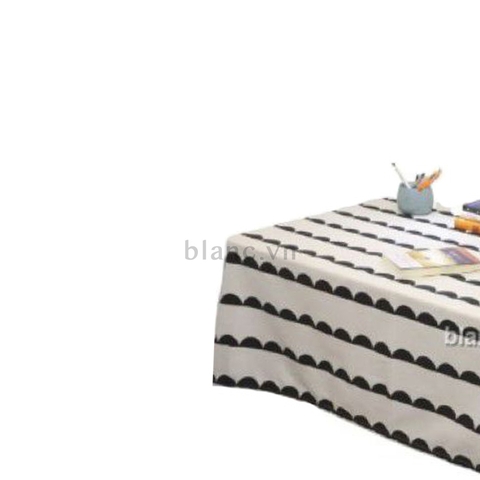 Khăn trải bàn cotton bán nguyệt đen
