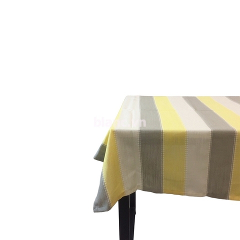 Khăn trải bàn sọc trắng ghi vàng 100 x 135