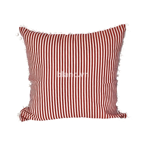 Vỏ gối pom pom sọc trắng đỏ