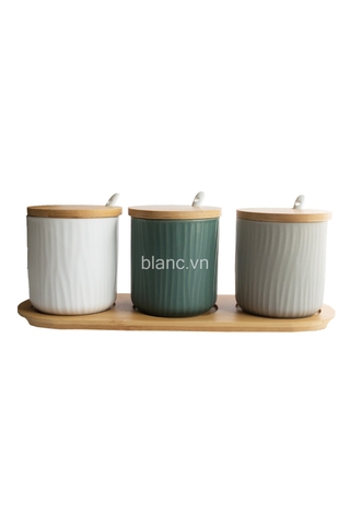 Set 3 hũ sứ đựng gia vị