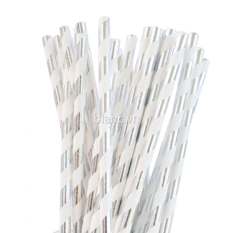 Set 25 ống hút giấy họa tiết kẻ chéo