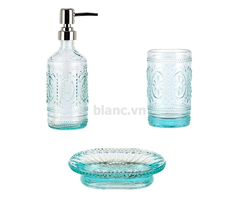 Set 3 món thủy tinh họa tiết để nhà tắm