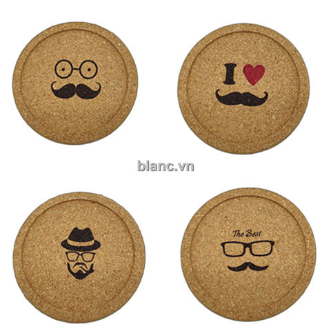 Set 4 lót cốc gỗ ép The best + Hat + MR + MRS