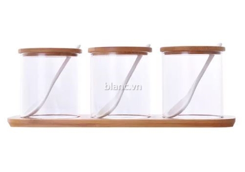 Set 3 hũ thủy tinh đựng gia vị