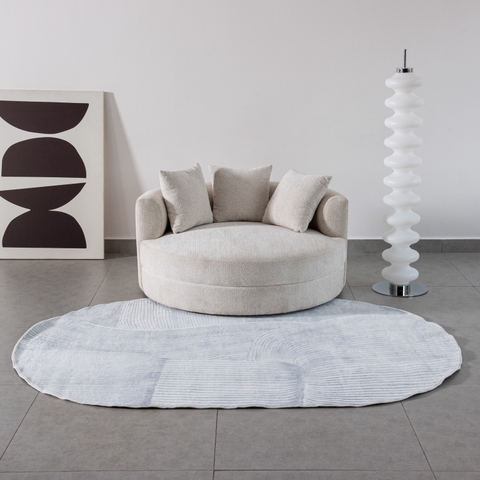 Thảm trải sàn Hayden Ghi oval lông mềm