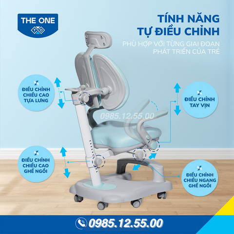 Ghế học sinh có thể điều chỉnh độ cao sao cho phù hợp