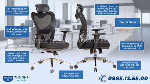 Ưu điểm nổi bật của sản phẩm ghế công thái học Hòa Phát The One GL328