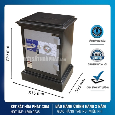 Két sắt hòm công đức KCD770 khóa cơ màu đen