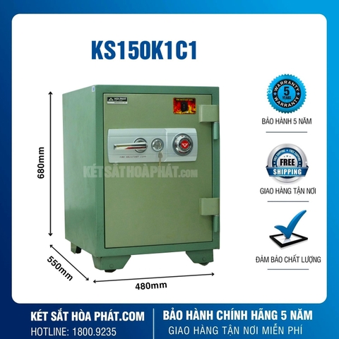 Két sắt Hòa Phát The One chống cháy KS150K1C1 Khóa Cơ Đổi Mã