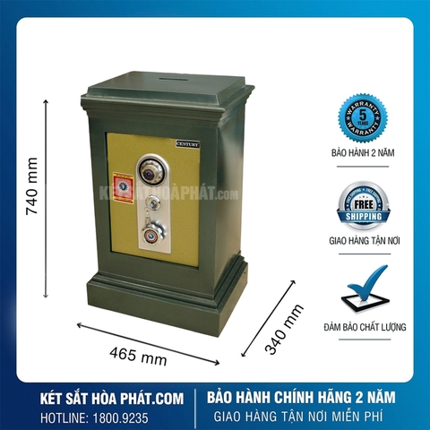 Két sắt công đức KCD740 khóa cơ màu xanh