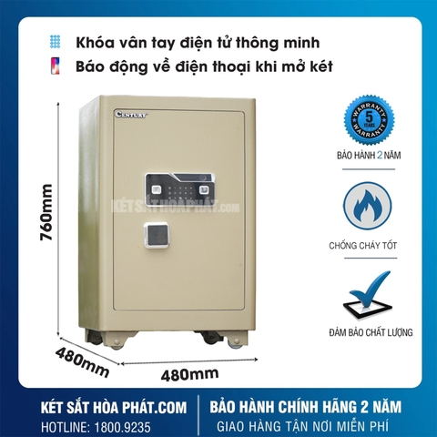 Két sắt siêu cường chống cháy Century CF800VTDT Khóa vân tay điện tử, có kết nối app điện thoại
