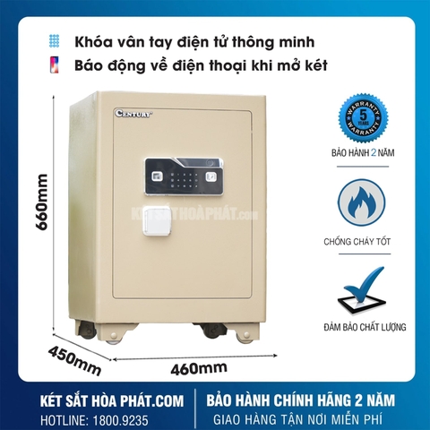 Két sắt chống cháy cao cấp Century CF SPM680 Khóa vân tay điện tử, kết nối app điện thoại