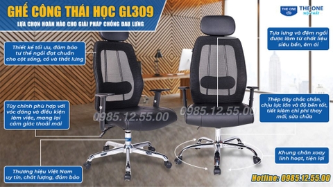 Ghế văn phòng GL309 thiết kế tối ưu, phù hợp với dáng người ngồi