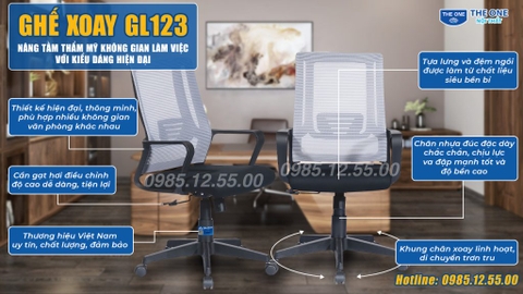 Ghế xoay văn phòng Hòa Phát GL123 độ bền bỉ cao, sử dụng dễ dàng