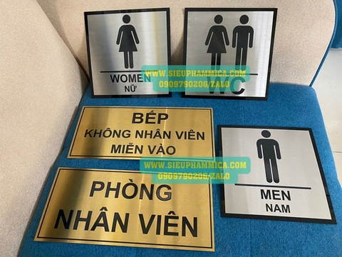 Biển Inox vàng Phòng ban-Biển Inox WC