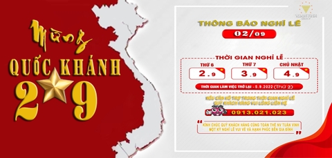 THÔNG BÁO NGHỈ LỄ QUỐC KHÁNH 2/9/2022