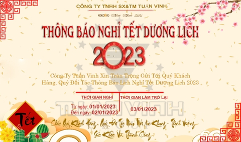 THÔNG BÁO LỊCH NGHỈ TẾT DƯƠNG LỊCH 2023