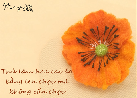 Thử làm hoa cài áo bằng len chọc mà không cần chọc