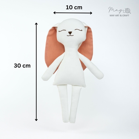 Phôi thú bông thỏ trắng tai hồng