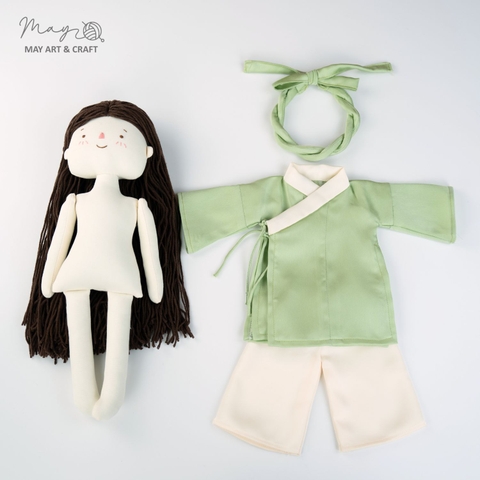 Set Búp bê trang phục phong cách Áo Giao Lĩnh xanh lá và mấn
